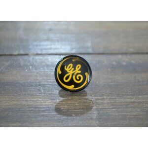 Vintage General Electric Badge Pin GE Gold Tone Enamel Acrylic Jacket Bag Gear